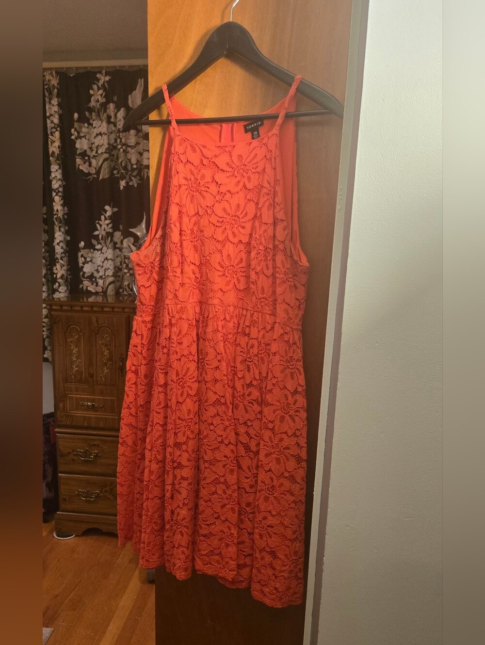 Elegant Orange Lace Dress